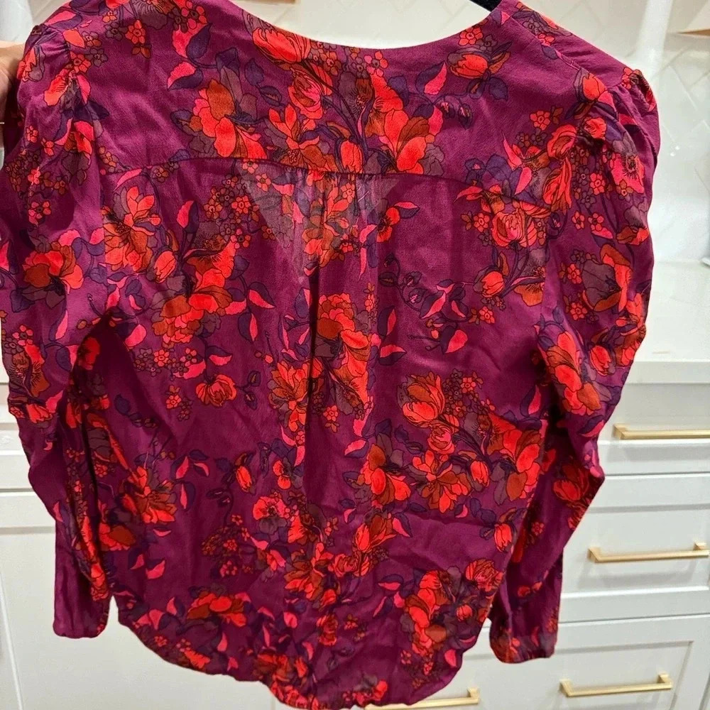 Maeve by Anthropologie Jordain Runa Floral Printed Women Long Sleeve Blouse Smal - Picture 5 of 5